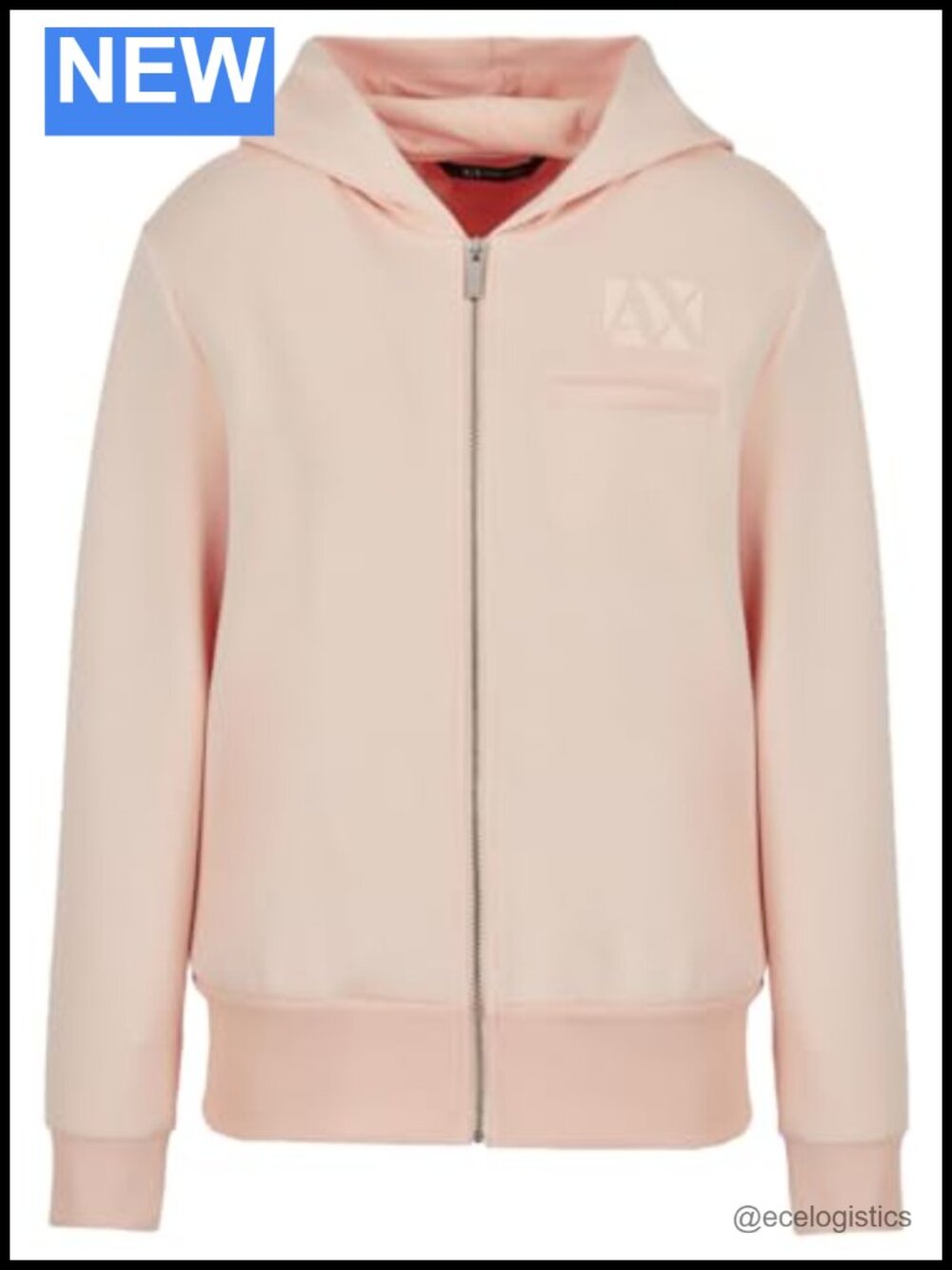 Armani Exchange Nylon Viscose Stretch Scuba Zip Up Hooded Sweatshirt